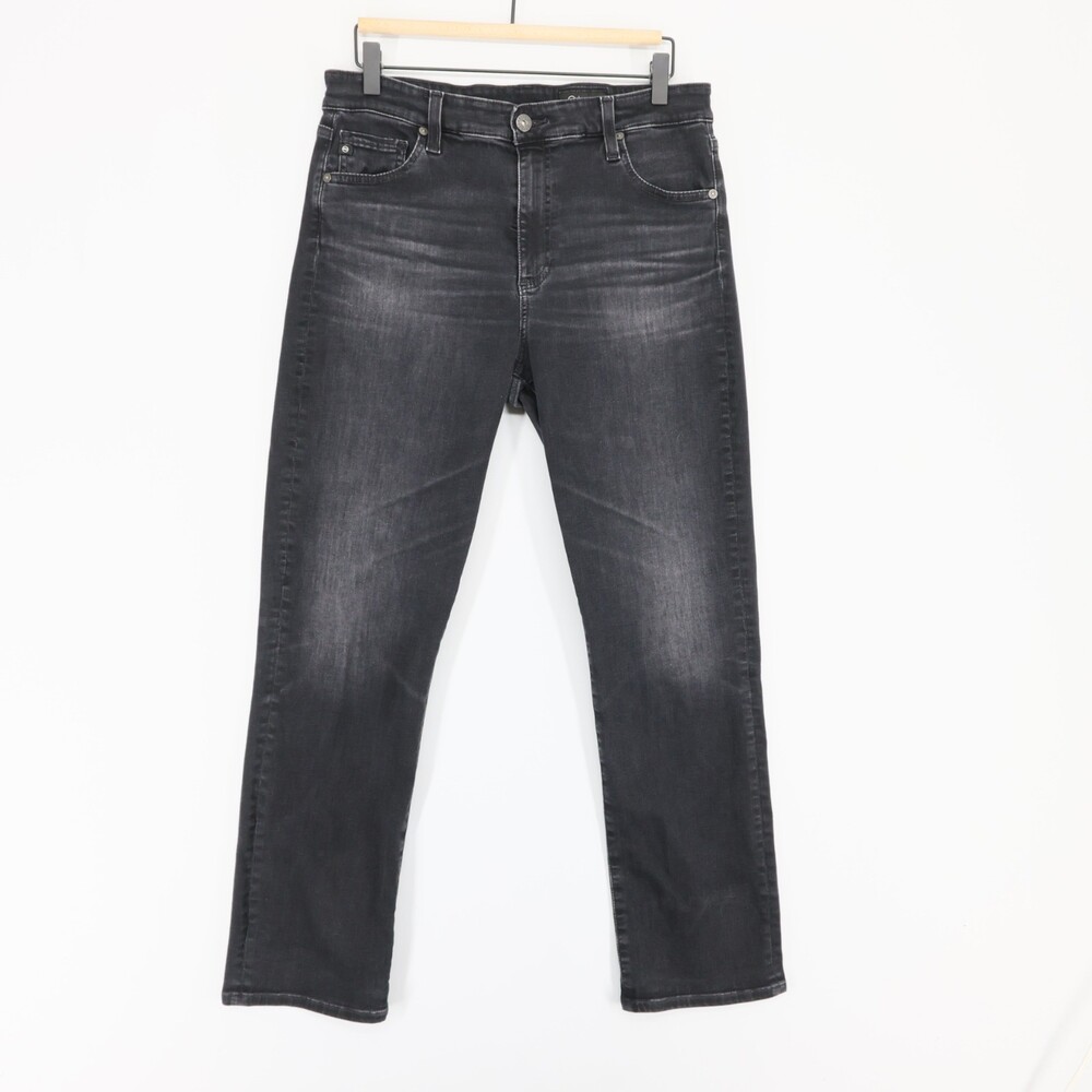 AG Adriano Goldschmied Mari Jeans Womens 32 Black High Rise Slim Straight Denim